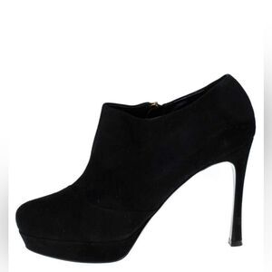 Yves Saint Laurent Paris Black Suede zip Booties Size 37.5